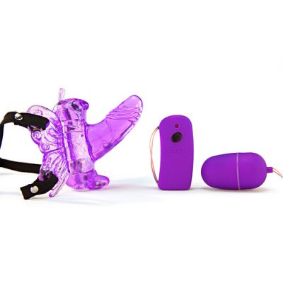 Remote control butterfly strap on vibrator
