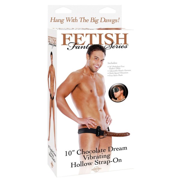 Fetish Fantasy 10" Chocolate Dream Vibrating Hollow Strap On