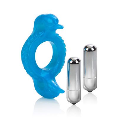 California Exotic Double Dolphin Vibrating Cock Ring with Removable Bullets