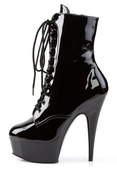 Pleaser Delight 6” Heel Black Patent Platform Ankle Boot