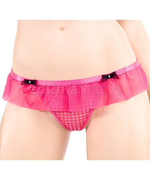 Sequined bra with ruffled g-string
