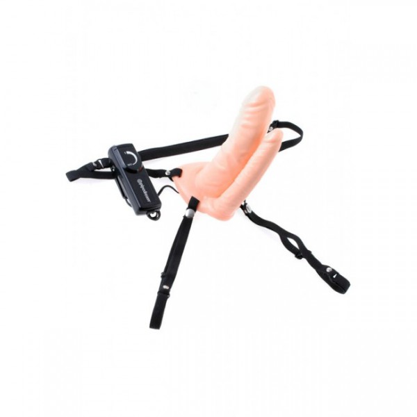 Fetish Fantasy - 6" Double Penetrator Vibrating Hollow Strap-On for Him