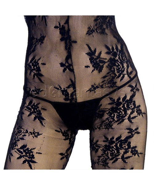 Lace halter crotchless bodystocking