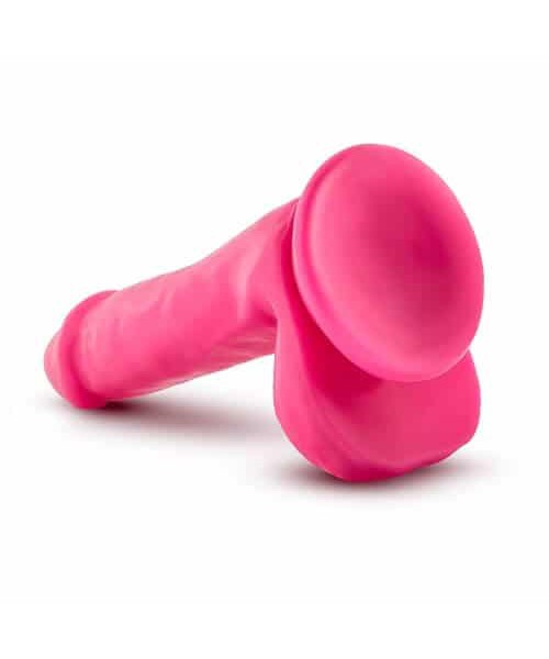 6 Inch Dual Density Cock with Balls Neon Pink — image 6 of 6