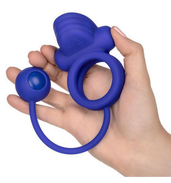 Vibrating Dual Stimulation Rim Enhancer - Weighted Silicone Cock Ring — image 4 of 9