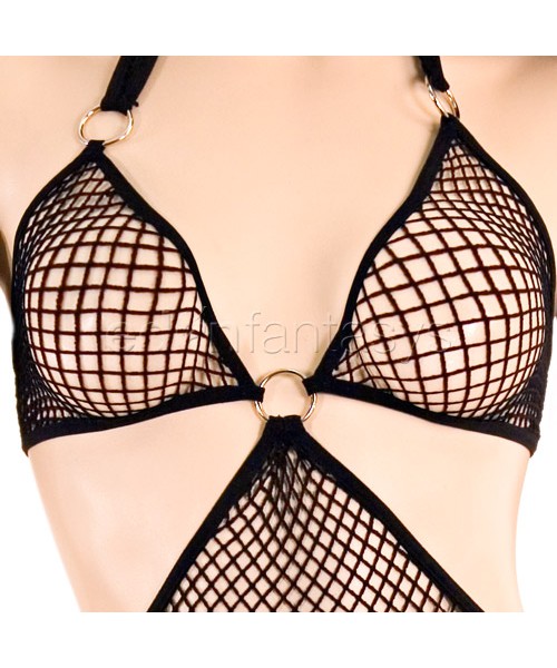 Industrial net halter dress