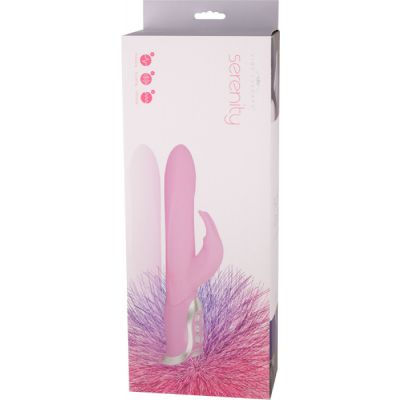 Serenity Fluted Head and Extended Clitoral Stimulator Rabbit Vibrator Pink