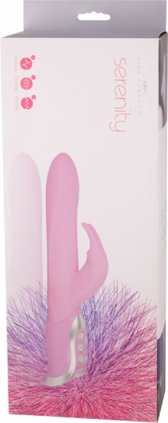 Serenity Fluted Head and Extended Clitoral Stimulator Rabbit Vibrator (Pink)
