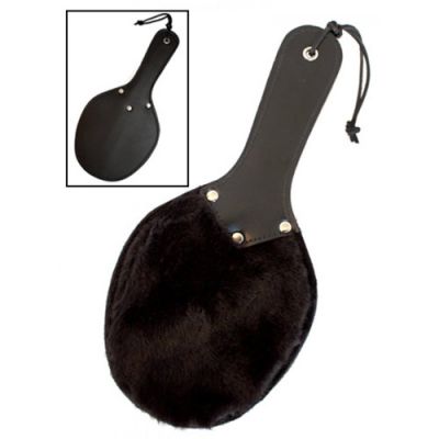 Black leather and fleece paddle