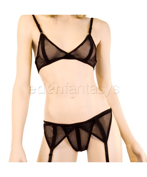 Fishnet bra and garter set
