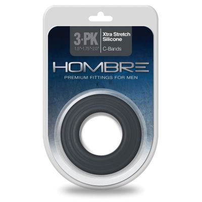 Hombre Snug Fit Silicone Thin C Rings Charcoal Pack of 3