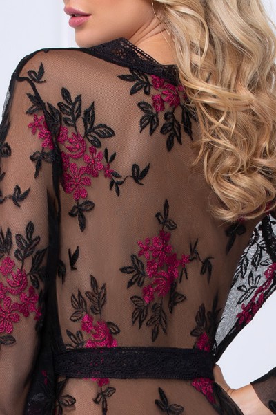 Seven Til Midnight Intimate Detail Embroidered Mesh Robe