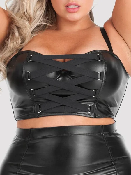 Lovehoney Plus Size Fierce Leather-Look Longline Bra — image 17 of 17