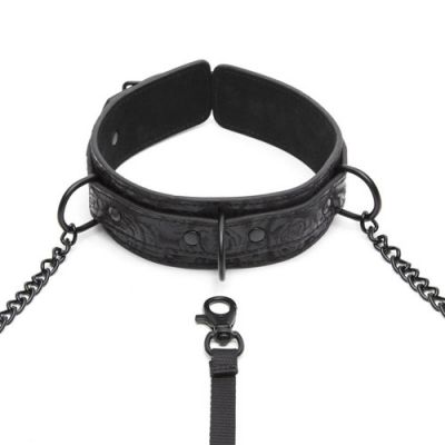 Leather collar with nipple clamps