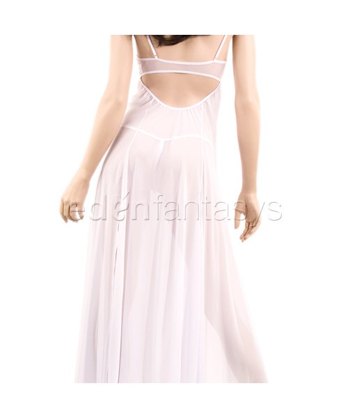 Pretty in pink gown and thong