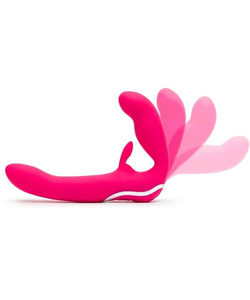Happy Rabbit Rechargeable Vibrating Strapless Strap On Pink