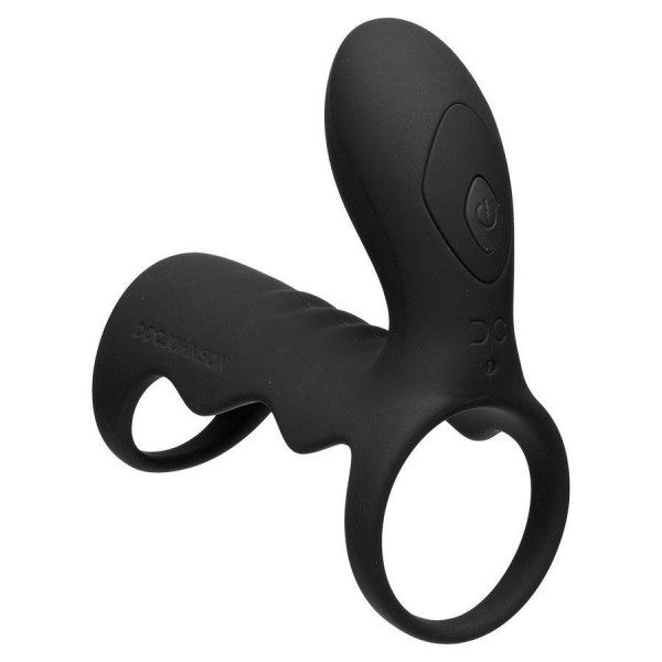 Men's Black Wireless 10 Speed Silicone Vibrating Cock Cage by Optimale