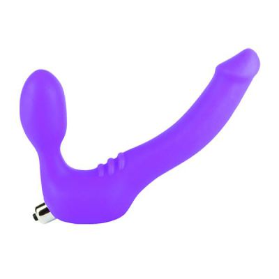 Strapless Strap On Vibrating Silicone M Purple