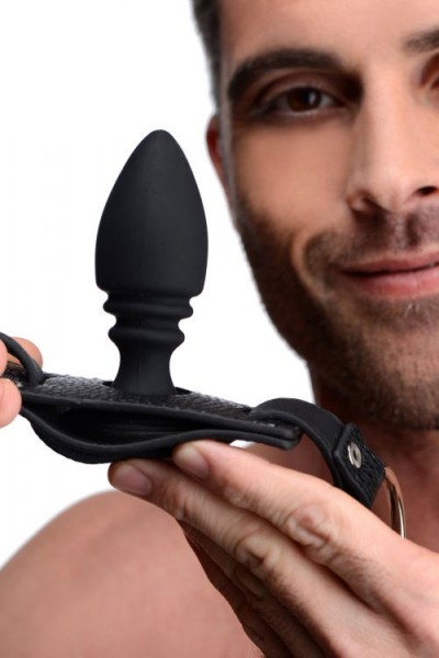 Strict Male Cock Ring Harness with Silicone 3.75" Anal Plug