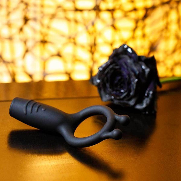 Rechargeable Silicone Vibrating Black Cock Ring By Lynk Pleasure