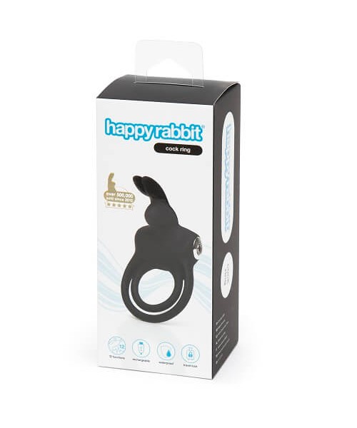 Happy Rabbit Couples Stimulating USB Rechargeable Rabbit Love Ring Black — image 5 of 5