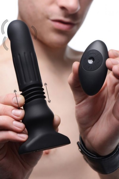 Thunderplugs 7.5" Inflating, Thrusting & Vibrating Butt Plug with Remote