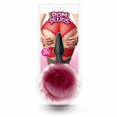 Furry Bunny Tail Silicone Butt Plug Burgundy