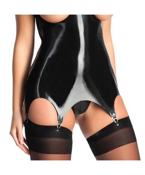 Latex open bust garter dress