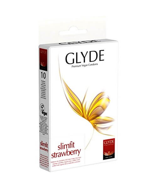 Glyde Ultra Slimfit Strawberry Flavour Vegan Condoms 10 Pack