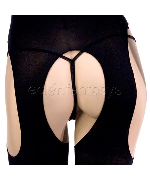 Opaque suspender bodystocking