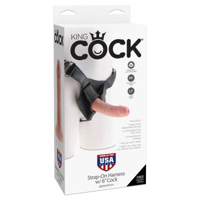 King Cock Strap On Harness with 6 Dildo Flesh