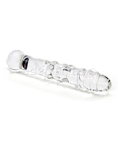 Clear spiral glass dildo with bumps probe