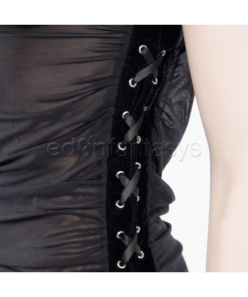 Lace-up velvet chemise