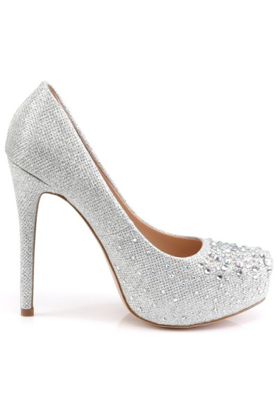 Pleaser Destiny 5" Rhinestone & Vamp Glitter Platform Pump