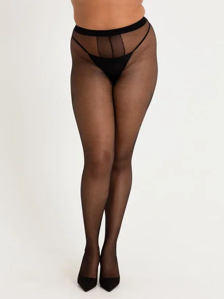 Lovehoney Plus Size Black Sheer Crotchless Tights  — image 6 of 6
