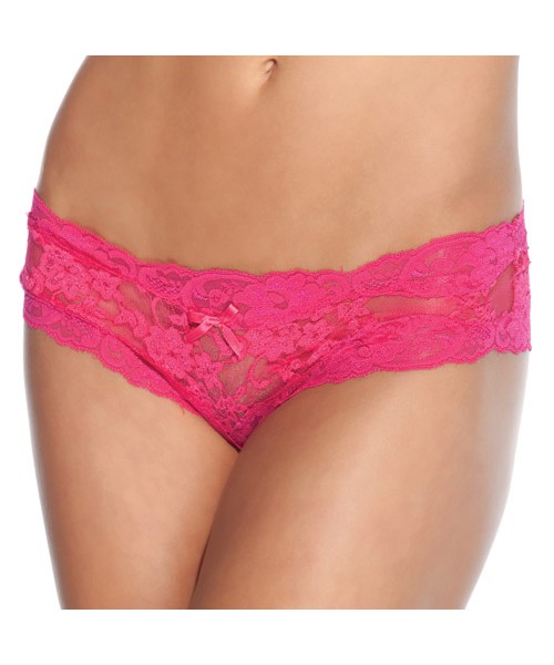 Fuchsia lace crotchless panty