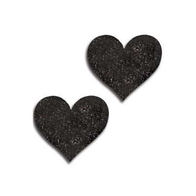 iCollection Black Glitter Heart Pasties 2 Pack