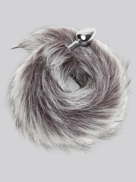 DOMINIX Deluxe Stainless Steel Small Faux Silver Fox Tail Butt Plug — image 13 of 13