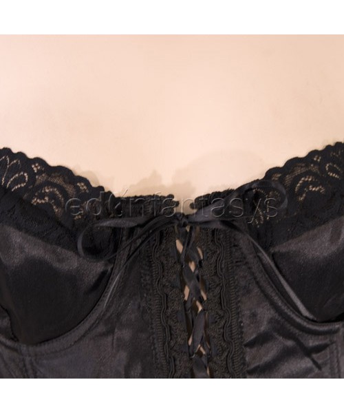 Satin bustier and thong