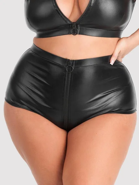 Lovehoney Plus Size Fierce Wet Look High-Waisted Knickers — image 10 of 10