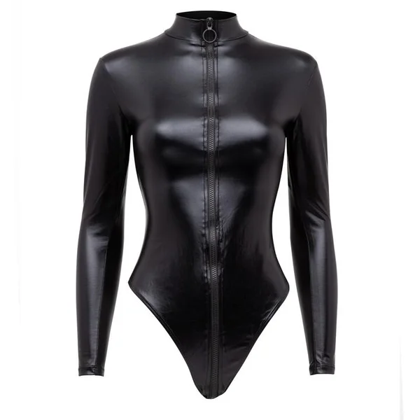 Lovehoney Fierce Wet Look Long Sleeve Zip-Around Body — image 10 of 10