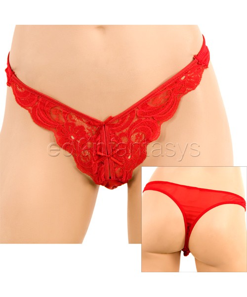 V-cut lace thong