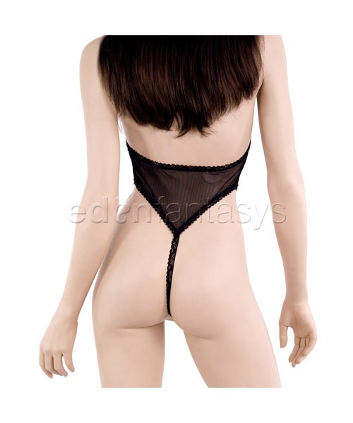 Fishnet halter teddy