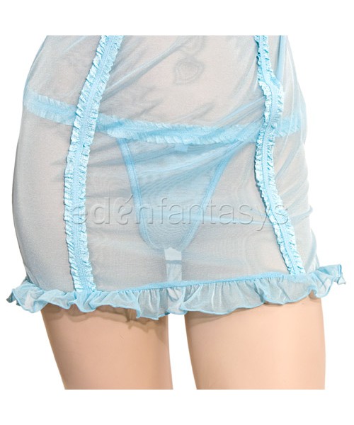 Mesh ruffled chemise with g-string