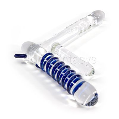 Double penetration glass dildo gun
