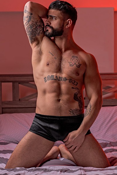 Male Power Black Liquid Satin Brief