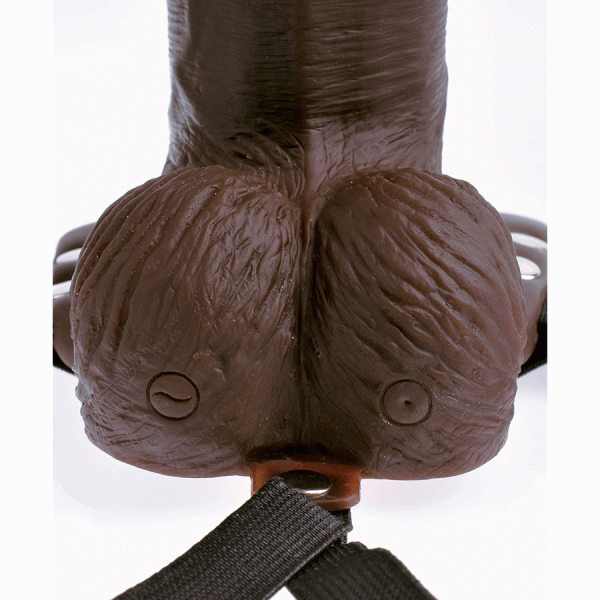 8'' Brown Rechargeable Vibrating Hollow Strap On Penis Extension by Fetish Fantasy