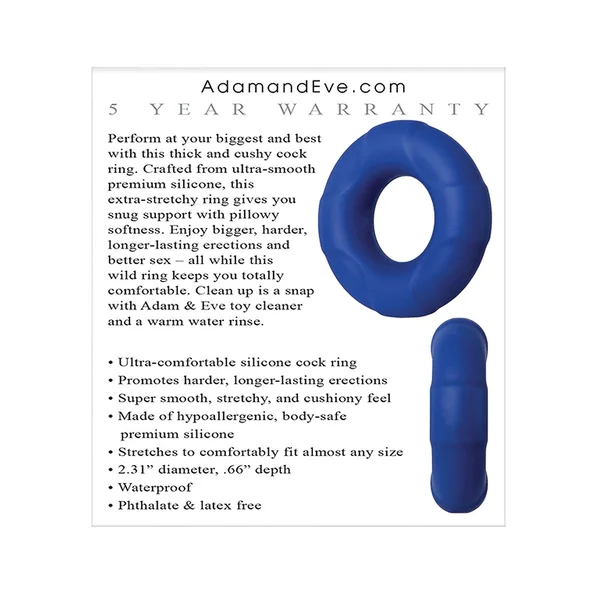Adam & Eve Big Man Silicone Cock Ring - Blue — image 23 of 23