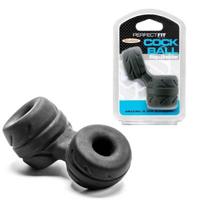 Cock Ring Ball Stretcher Black Penis Enhancer by Perfect Fit Brand