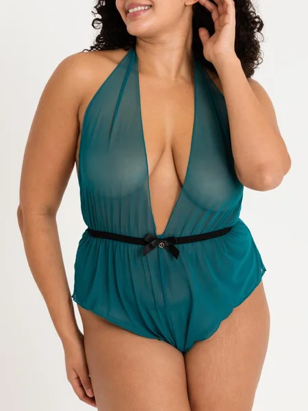 Lovehoney Plus Size Barely There Sheer Green Crotchless Body — image 7 of 7
